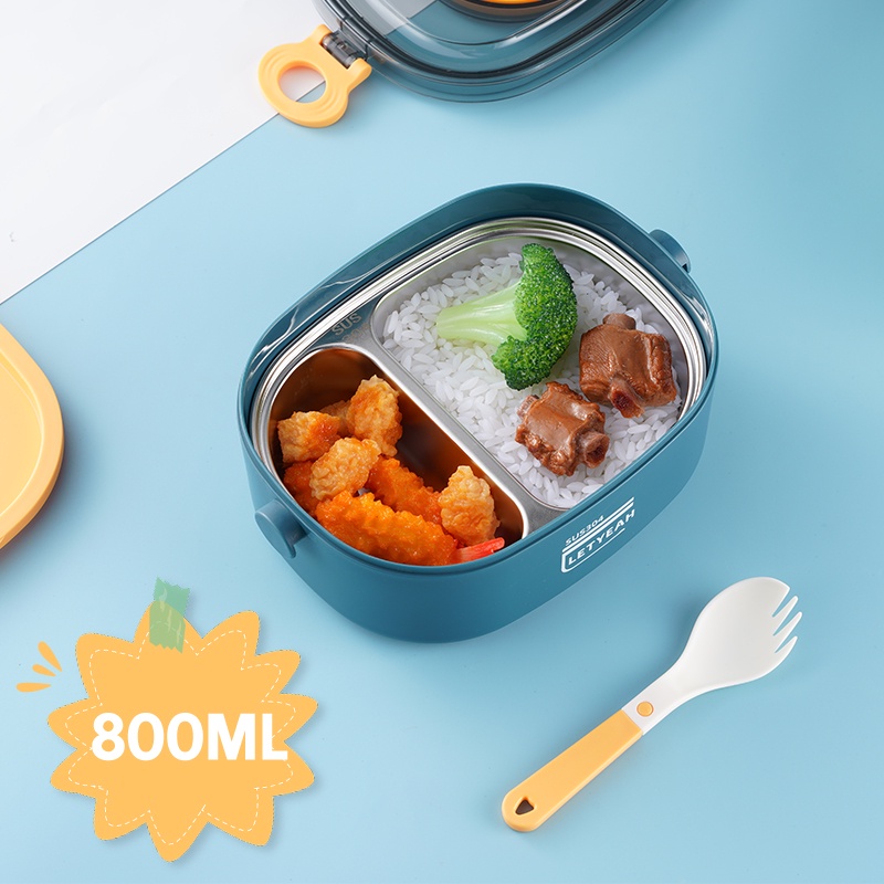 Letyeah &amp; Kaizenliving Bento Box Kotak Stainless Steel 304 Kotak Makan Dewasa Anak 800ML