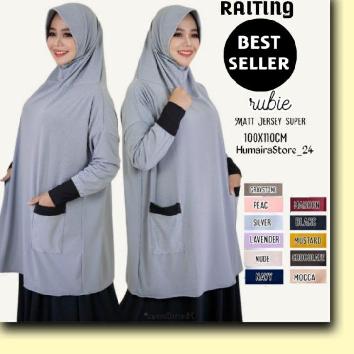 ❅ [HIJAB MUKENA LENGAN SAKU JUMBO BAHAN JERSEY SUPER BEST SELLER]  HIJAB RUBIE - Matt Jersey Super -