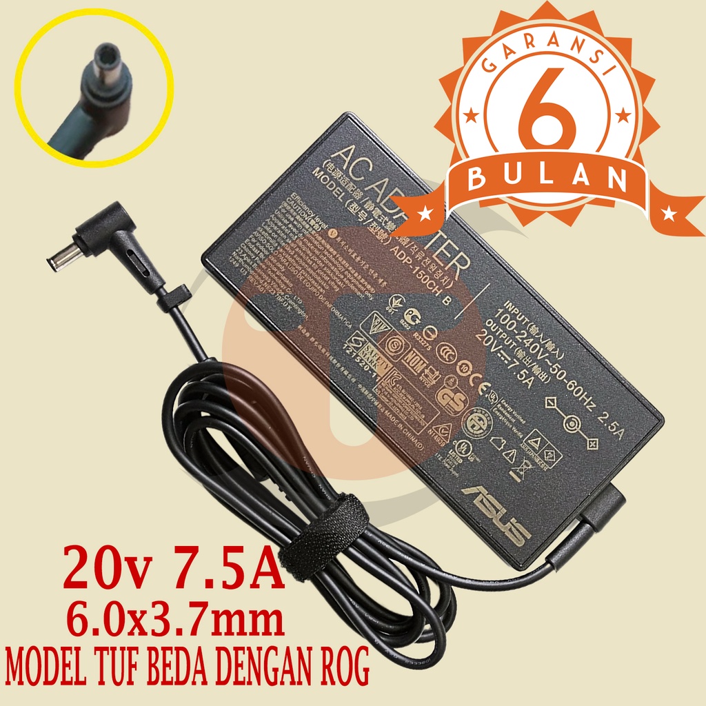 Adaptor Asus TUF A15 FA506 A17 FA706 ADP-150CH B 20V 7.5A 6.0x3.7mm