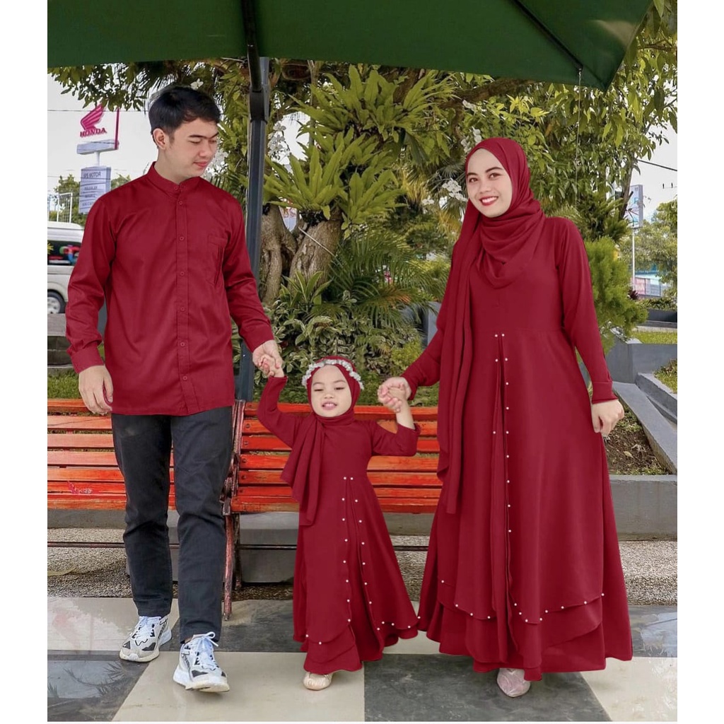 CP FAMILY ANNISA FASHION PAKAIAN PASANGAN AYAH, IBU DAN ANAK PEREMPUAN BAHAN WOLFIS KR