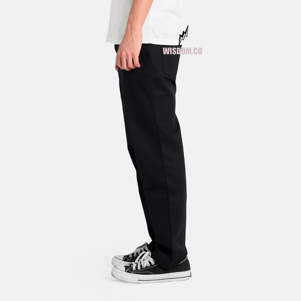 WISDOM Chino Pants Straight Canvas Walker -Black