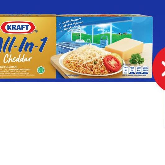 

☑ Keju Kraft Cheddar All-in-1 2kg ➫