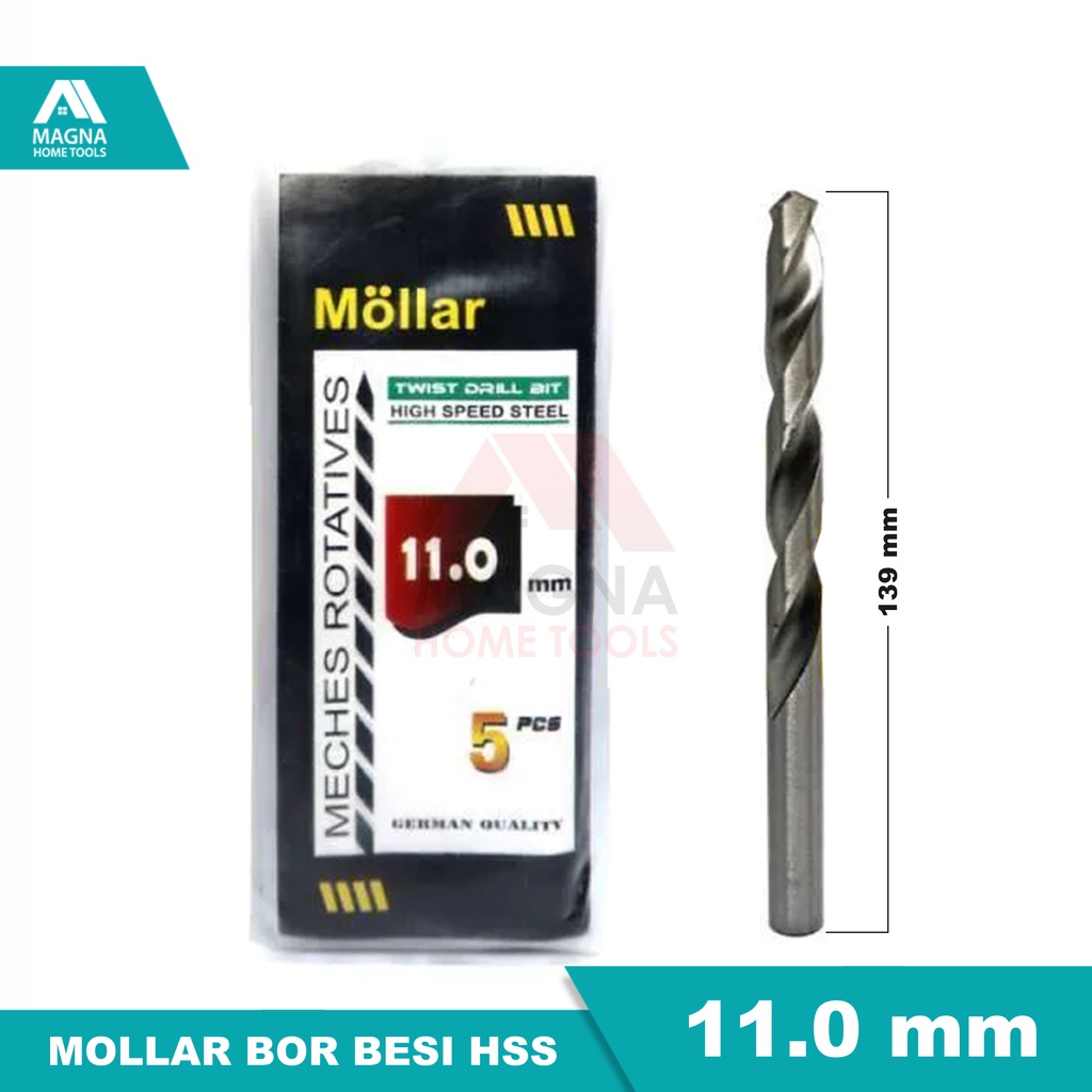 MATA BOR BESI LISTRIK HSS MOLLAR PUTIH 11 MM [ORI]