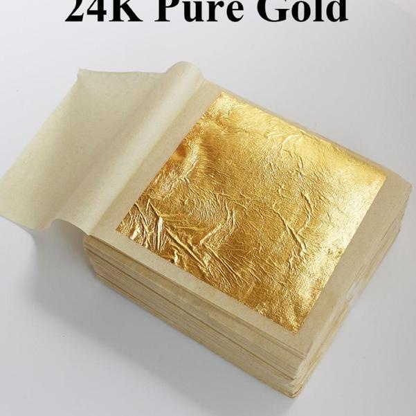 

✳ Edible Gold leaf bisa dimakan 24k sise 4.3cm ( isi 10 sheets) ♫