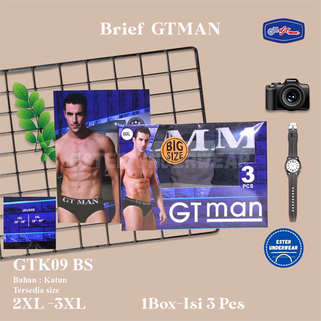 Celana Dalam Pria Big Size GTMAN GTK09 BS 1Box Isi 3 Pcs