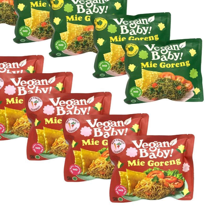 

✳ Vegan Baby mie goreng instant bayam spirulina Wortel Beet 10Pcs ♀