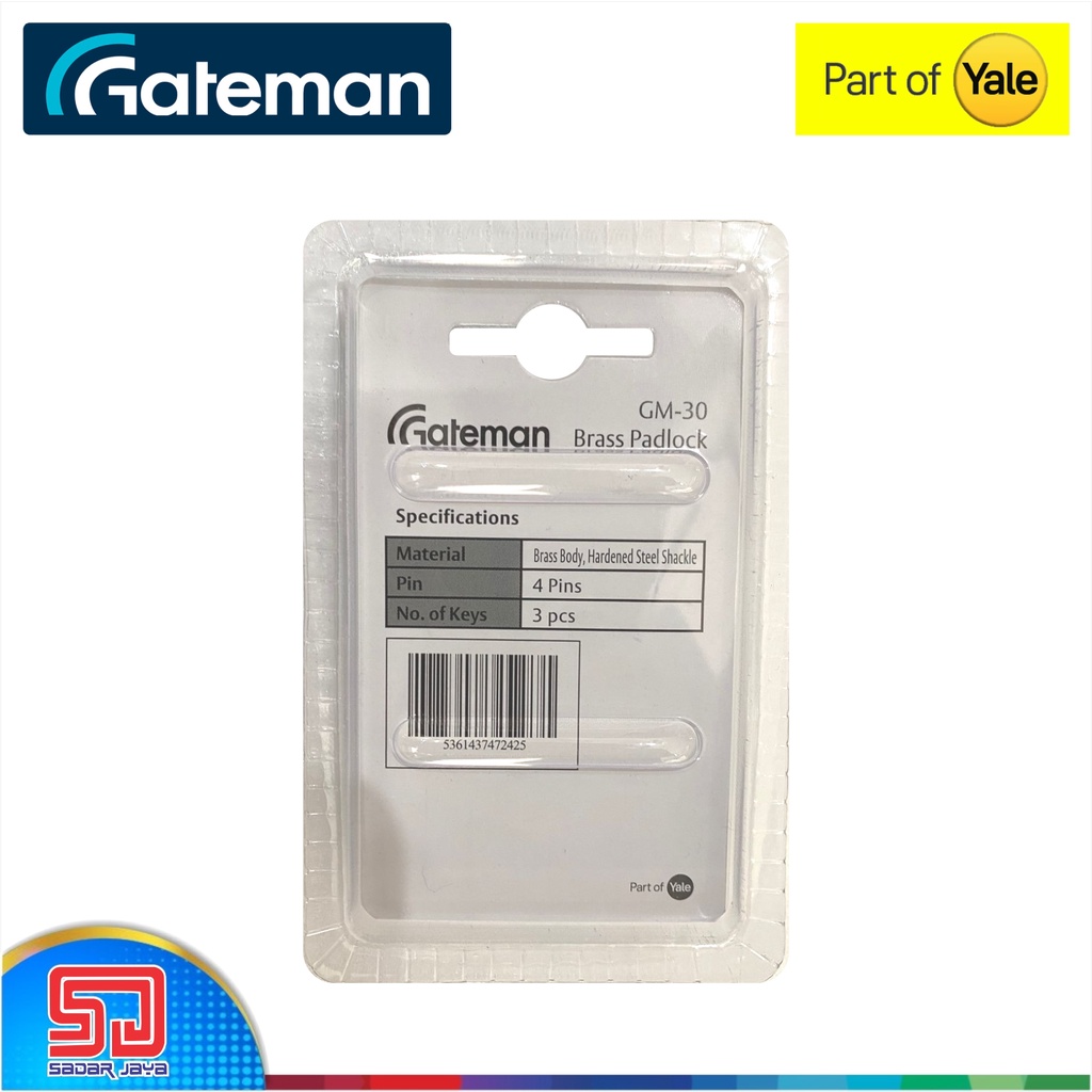 Gateman of Yale GMP 40 mm Gembok Laci Kecil Koper Kotak Amal Kuningan Padlock Brass Hardened