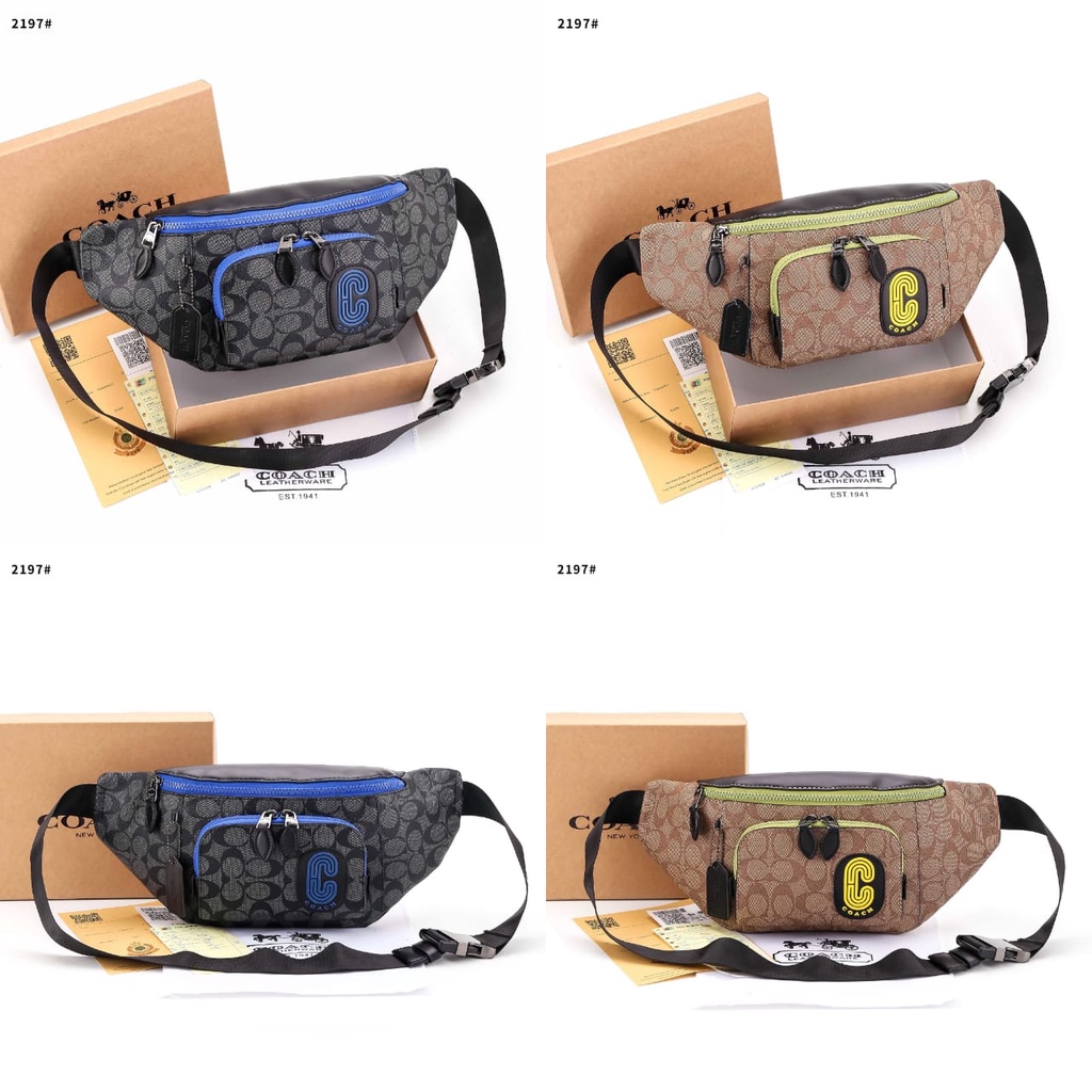 Coa Track Belt Bag In Signature Canvas With Patch Black hardware 2197