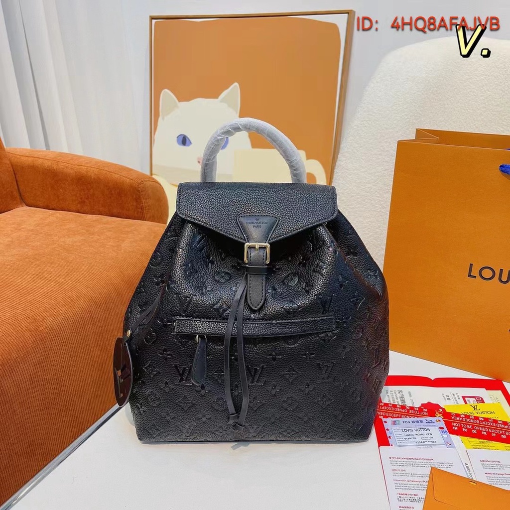 Original LV/Louis Vuitton MontSouris embossed backpack