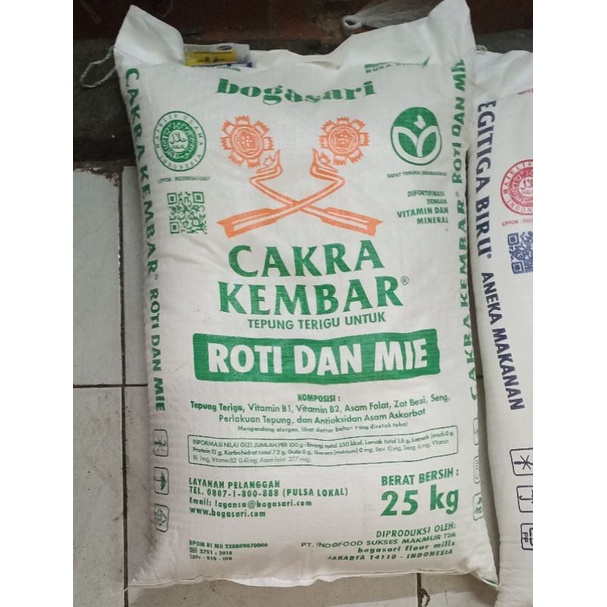 

Tepung Terigu Cakra Kembar Bogasari 25 kg