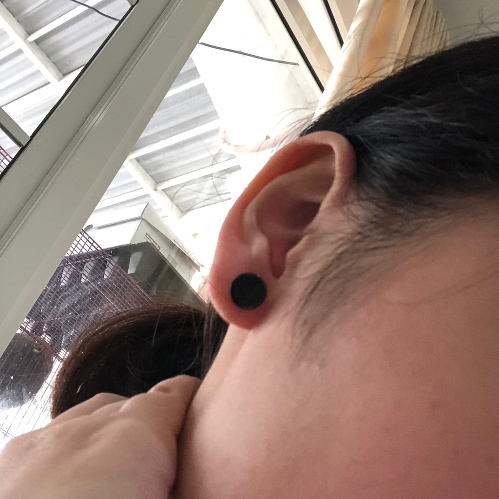 1 Pcs Anting Tindik Bahan Stainless Steel Warna Hitam Gaya Punk Gothic Untuk Unisex-Won