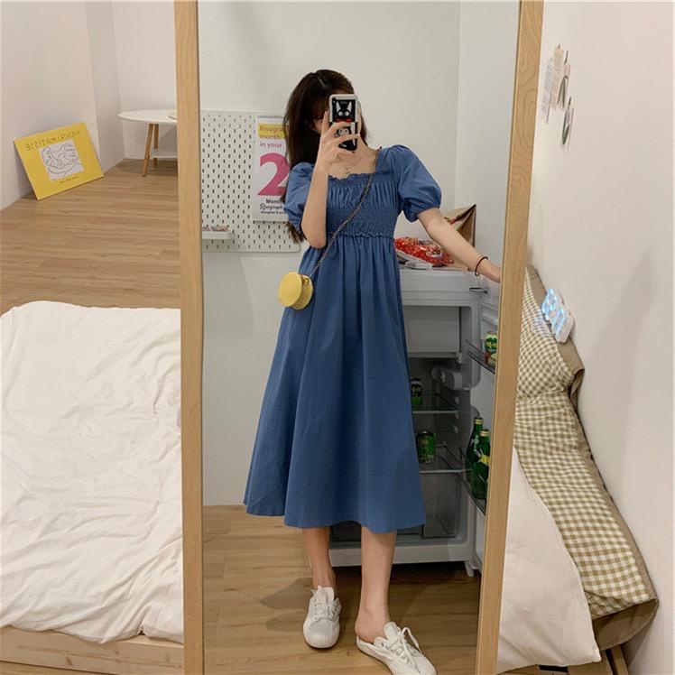 Basic  id fashion Dres korea  /  Korean long dres badan smock full karet