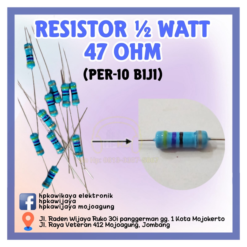 ( 10PCS ) RESISTOR 1/2 WATT 47 OHM 1/2watt 47 ohm R 1/2 watt 47ohm