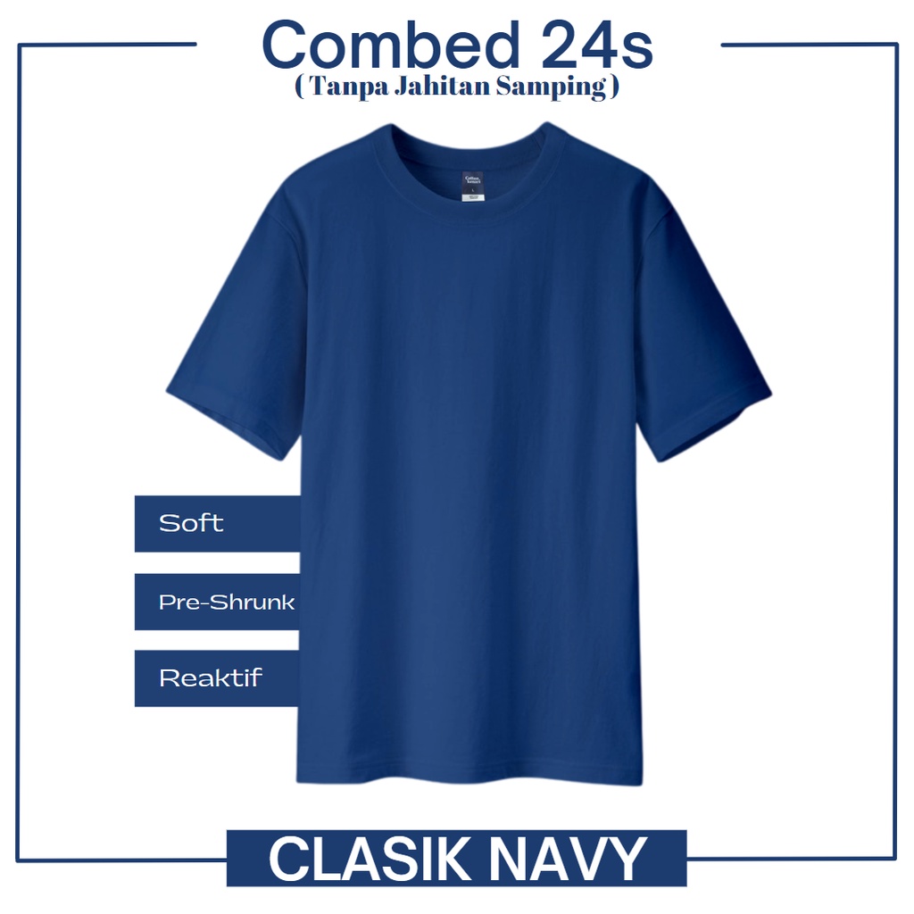 KAOS BASIC - CLASIK NAVY [ COTTON COMBED 24s BUILT UP] | Kaos Polos pria wanita