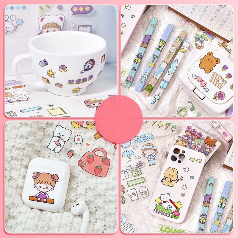 COD-Stiker Motif Kartun Korea Lucu Anti Air /Dekorasi Handbook Scrapbook DIY/Stiker kartun tahan air PET ISI 25 PCS