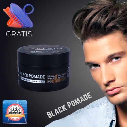 CAPTAIN Black Pomade Anti Hair Loss - Minyak Wax Styling Penghitam Penumbuh Pengkilap Rambut Pomade