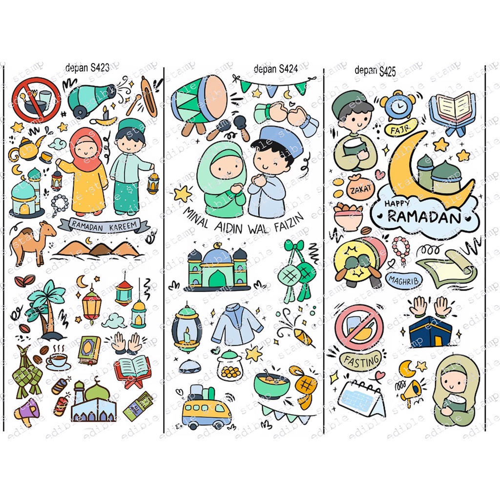 

Edible Stamp Stiker Makanan Edible Stiker Edible Image Edible Print Sticker Makanan Lebaran - 6 Bisa Dimakan