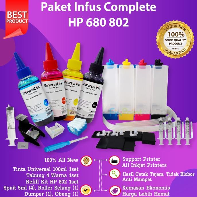 Paket Tinta Infus 100ml Refill Kit Cartridge 680 682 Printer HP 2135 1515 2050 3050 2335 2336 4176