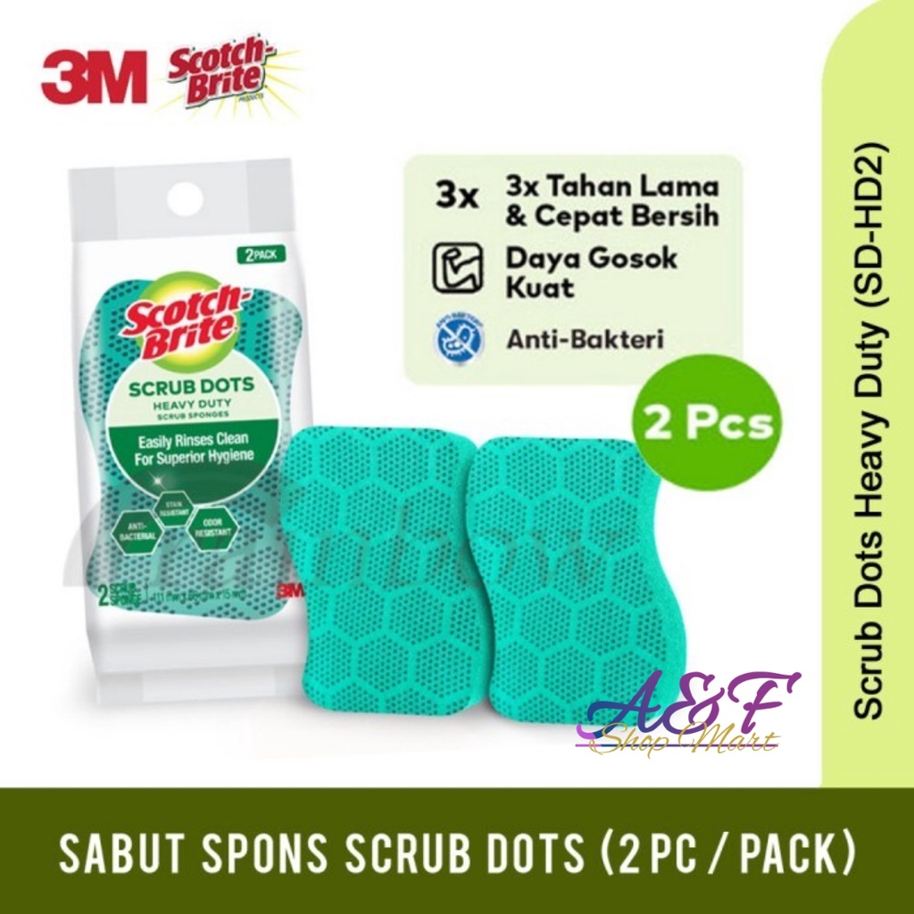 Scotch Brite Scrub Dots Heavy Duty Scrub Sponge isi 2