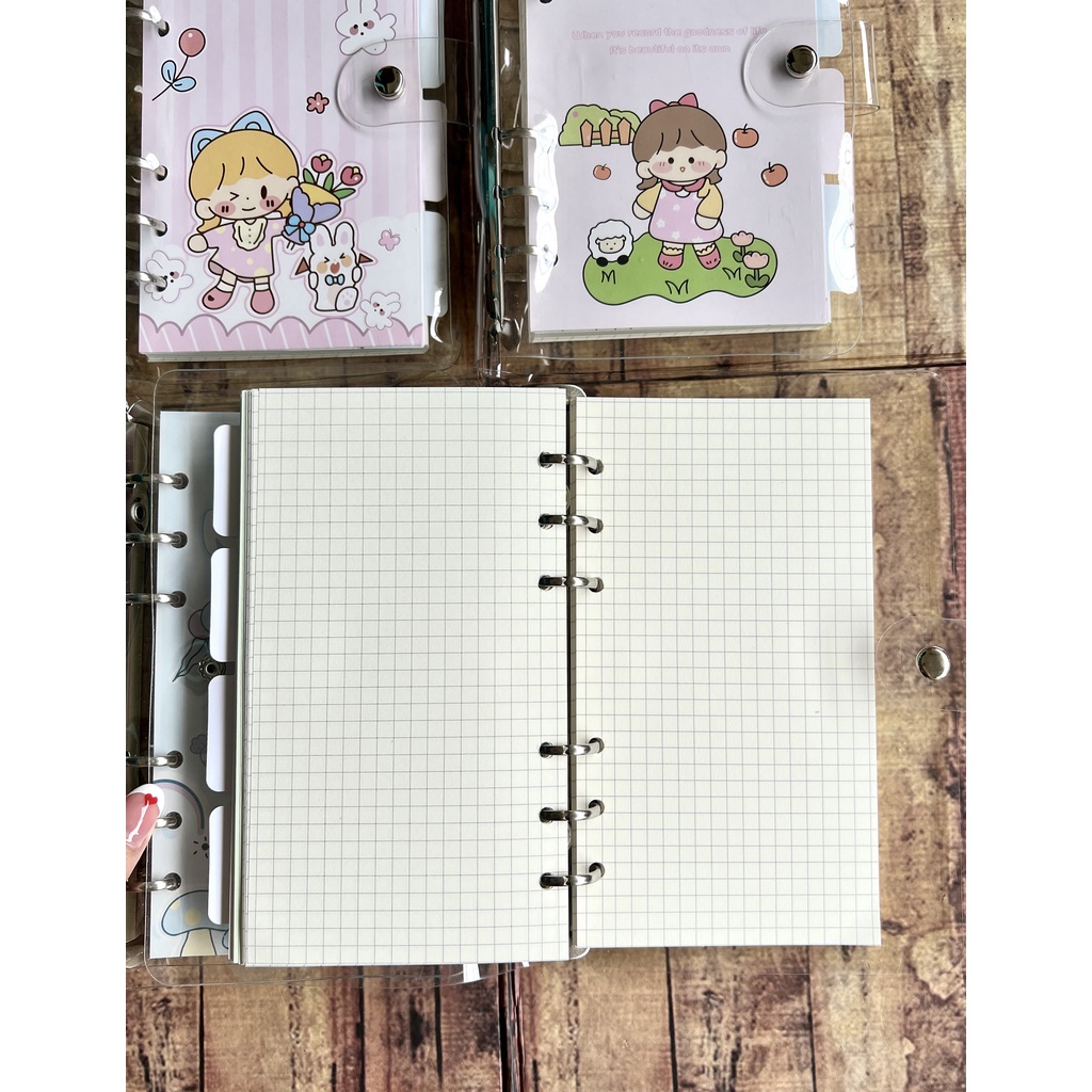 Binder A6 + Isi Karakter Lucu - Binder Cute DIY Planner - Diary Jurnal - Journal - Agenda Organizer Soft Cover