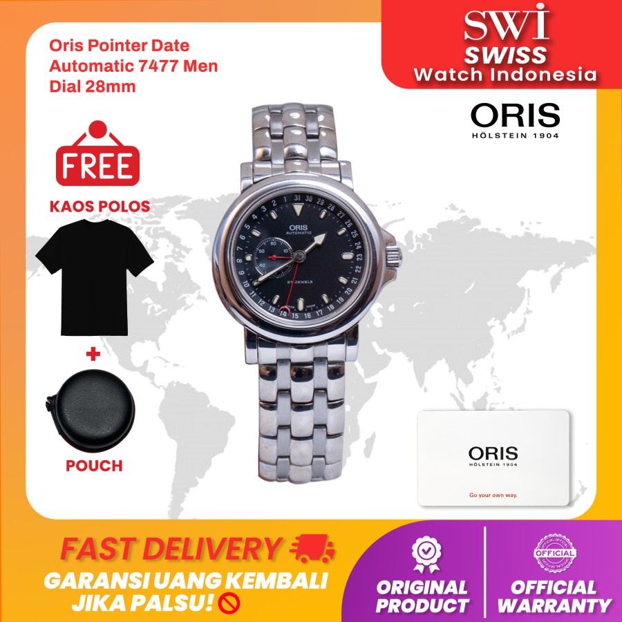 Jam Tangan Pria Oris pointer date automatic 7477 men