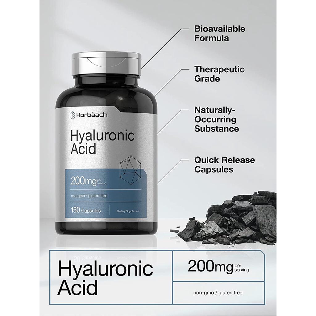 Horbaach Hyaluronic Acid 200 Mg for Hair Skin Dark Spot Joint