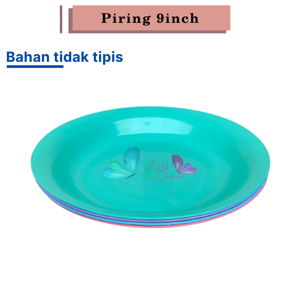 Promo-Piring Makan Bulat Bahan Plastik Satuan 9inch COD BayarDiTempat