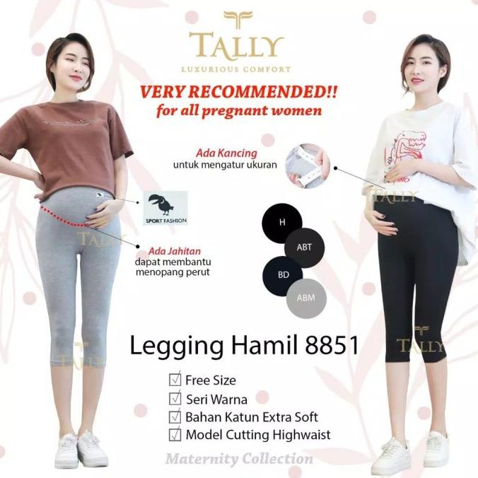 Celana Legging Ibu Hamil Selutut 3/4 Tally / Legging Bumil Tally 8851