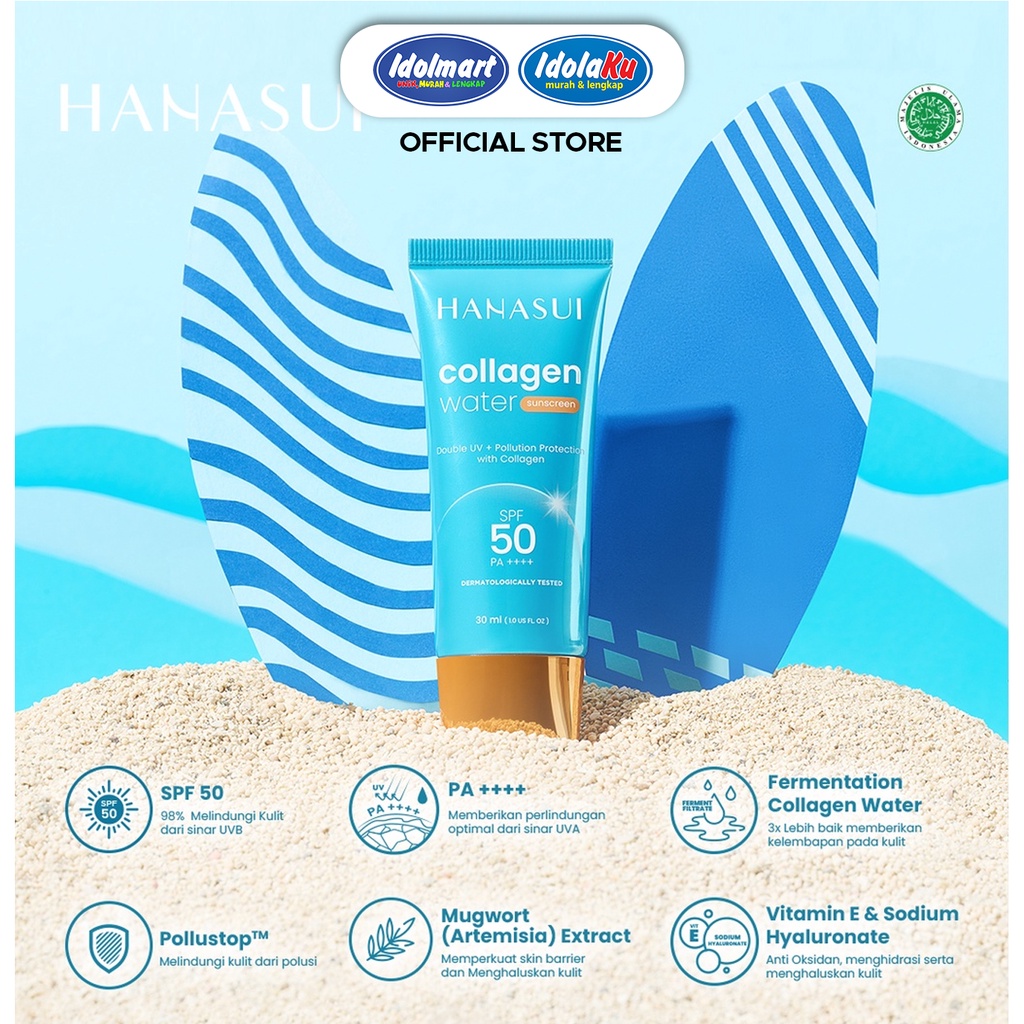 IDOLMART Hanasui Watercollagen sunscreen SPF 50 Surabaya