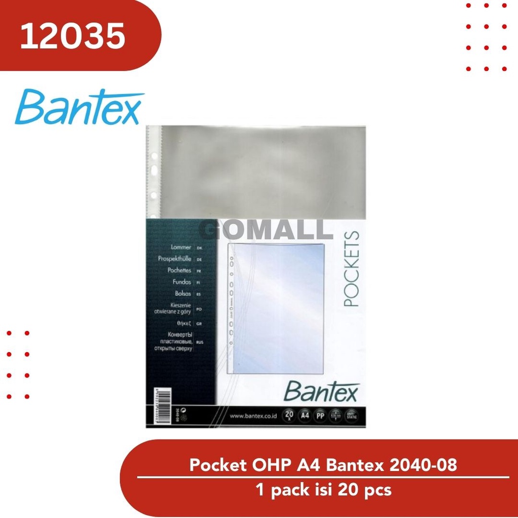 

Pocket OHP / Sheet Protector Uk A4 Bantex 2040-08