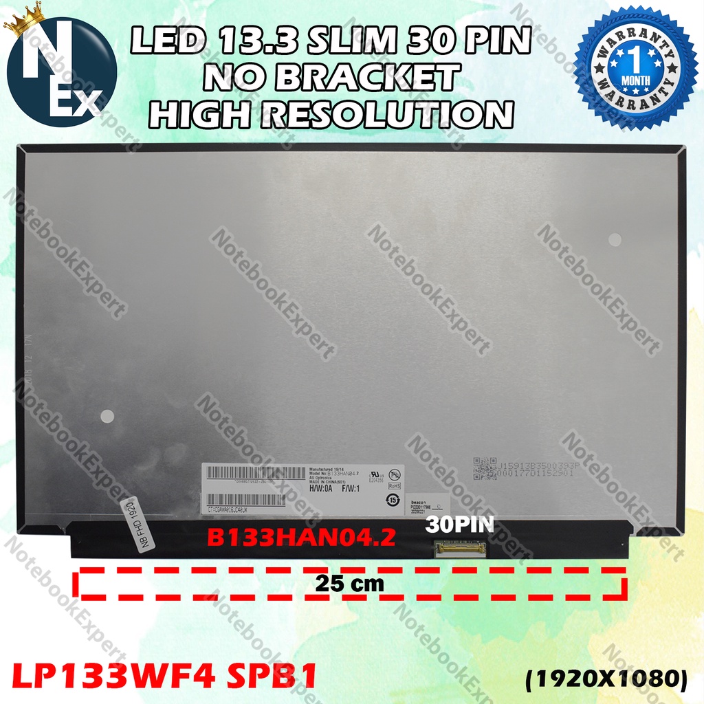 LED 13.3 slim 30 PIN NO BRACKET HR 1920X1080 LP133WF4 SPB1