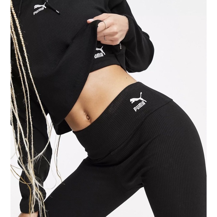 PUMA Ribbed Leggings Highwaisted Active Performance Legging / HW Sport Leggings Workout 7/8 Capri Gy