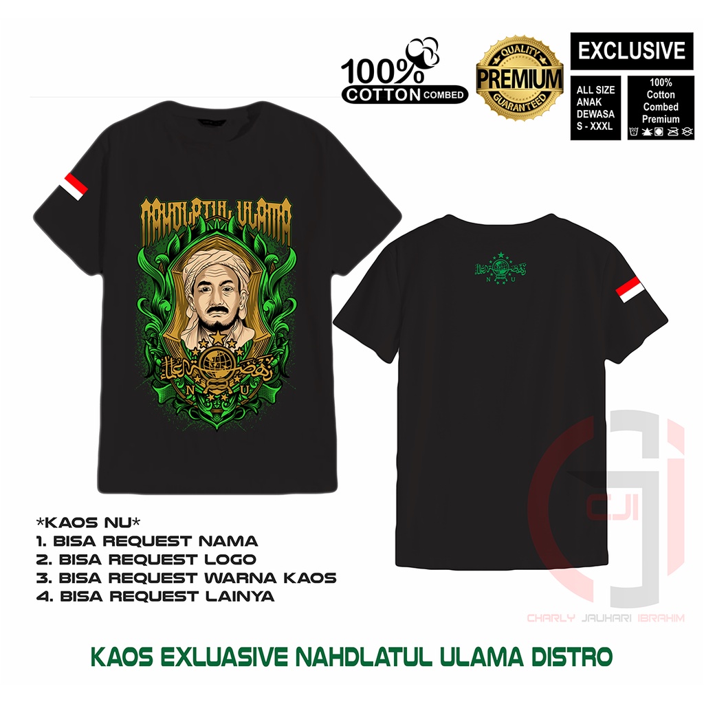 Kaos NU-Kaos Mbah Hasyim Asy'ari-Hitam