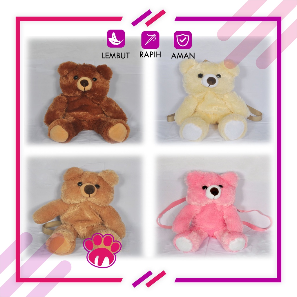 Tas Ransel Gendong Teddy Bear Panda Couple Boneka Anak Dewasa Tiktok Viral Bulu Murah Karakter Lucu 