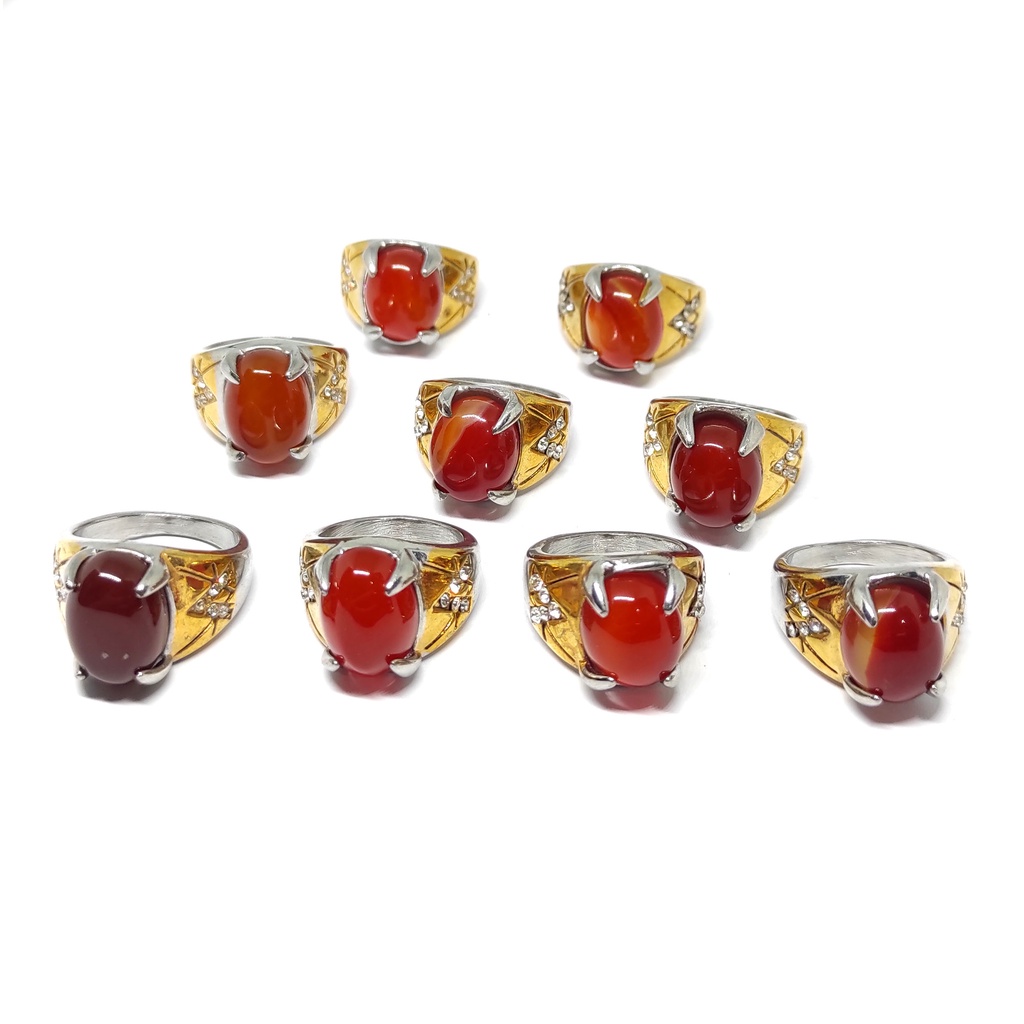 Cincin Pria Akik Carnelian - Batu Akik Yaman - Cincin Red Baron