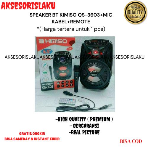 SPEAKER BT KIMISO QS-3603+MIC KABEL+REMOTE