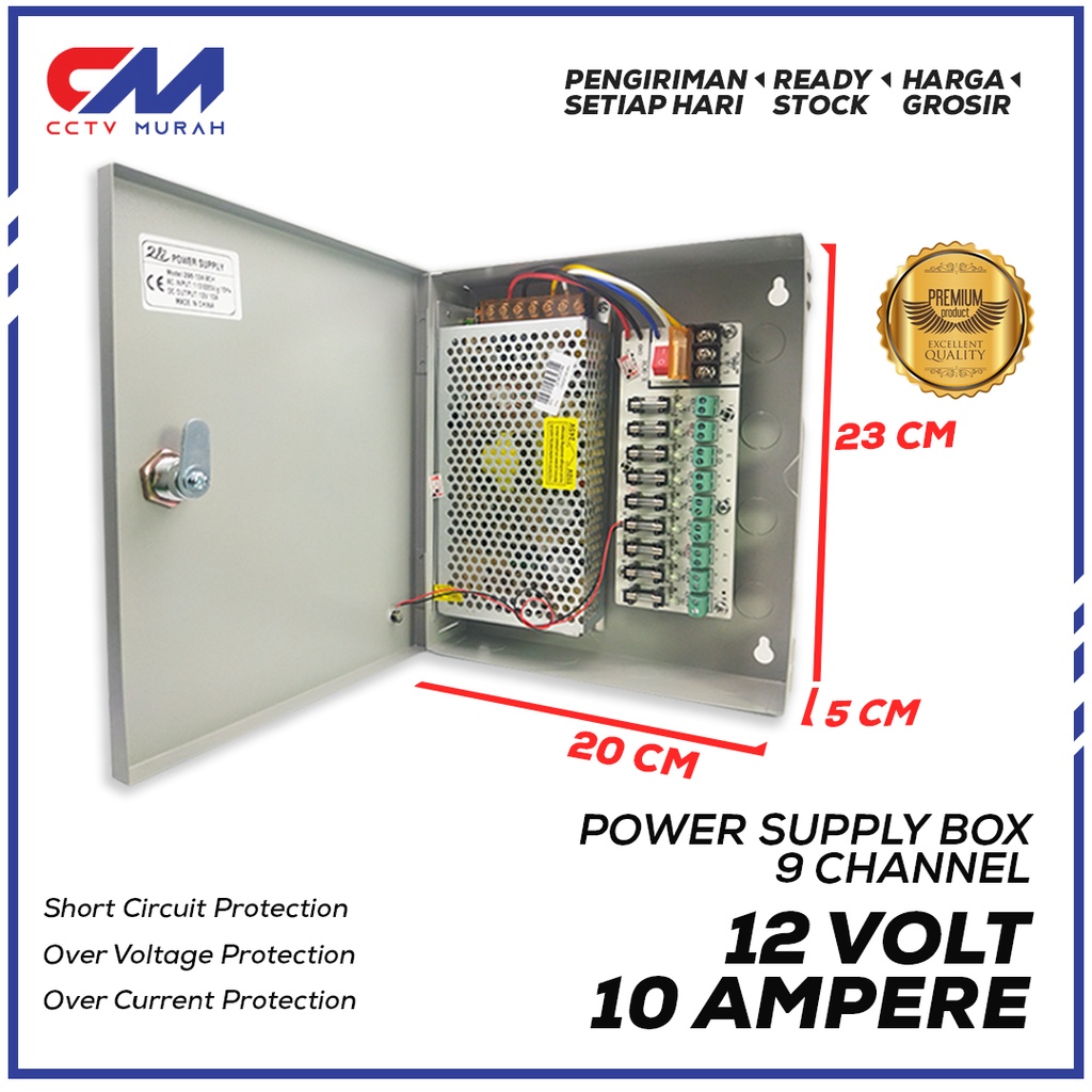 POWER SUPPLY 12V 10A BOX CCTV LED POMPA TERMURAH BERGARANSI