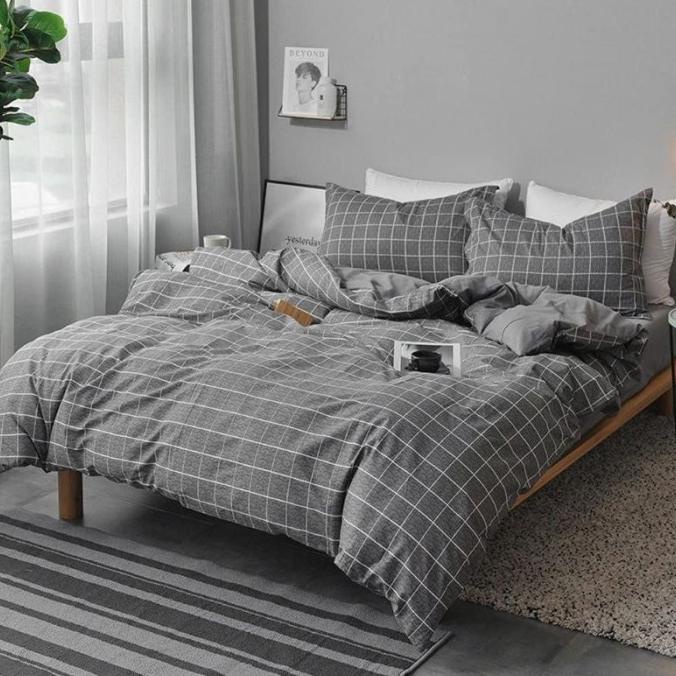 Set Sprei Kotak Aesthetic Abu 90 x 200