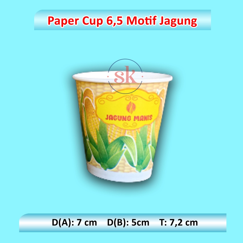 (ISI 50) Paper Cup 6,5 oz Jagung, Gelas Jasuke, Pop Corn Sweet