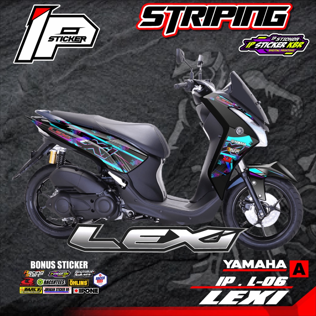 Striping Lexi - Stiker Sticker Striping Variasi Lis Yamaha Lexi - Striping Lexi Black Panther