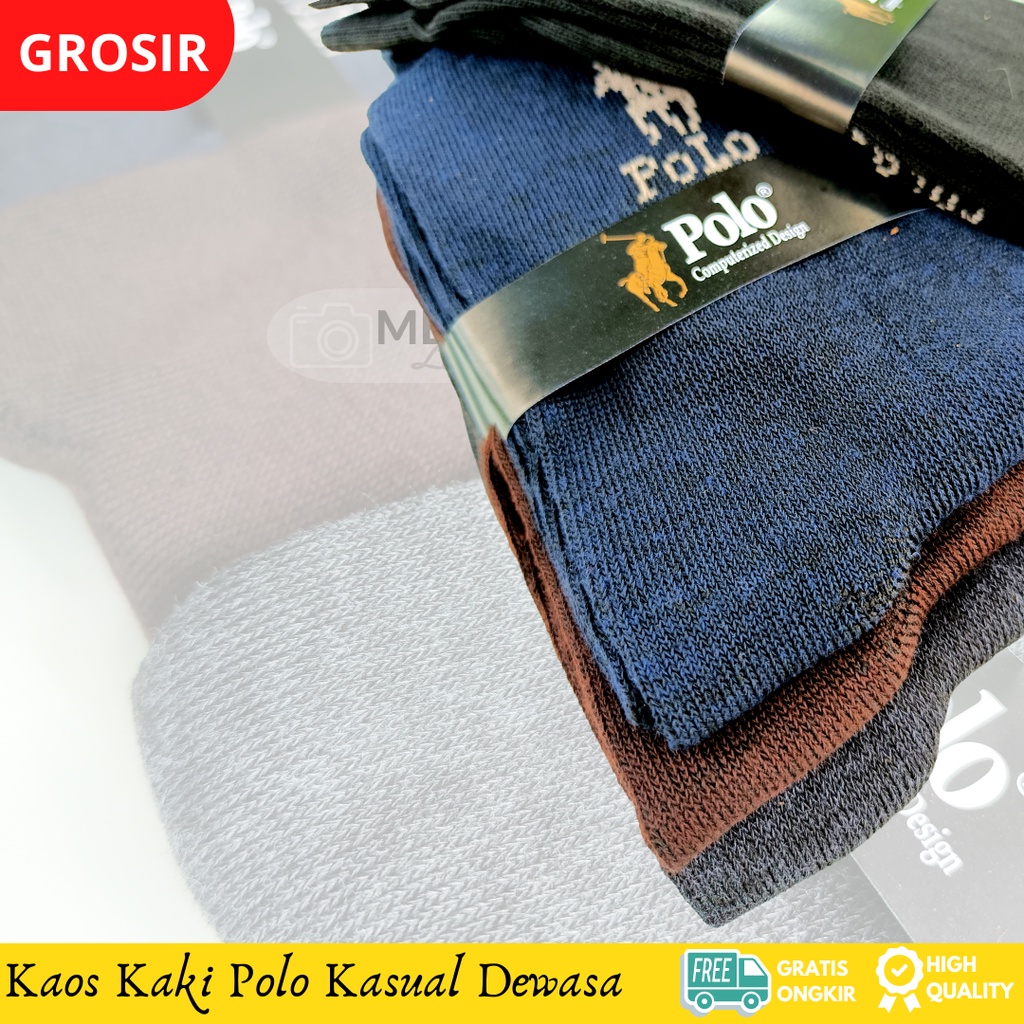 ( 6 &amp; 12 pasang ) Kaos Kaki Polo Motif Pria Dewasa, Panjang Sebetis, Warna Hitam, Coklat dan Navy -kaus kaki panjang kaus kaki kantor kaus kaki kerja - kaus kaki panjang  kaus kaki kantor kaus kaki kerja kaus kaki pria dewasa