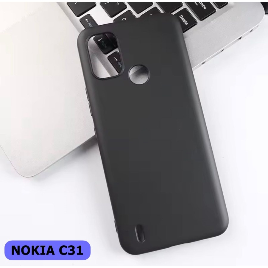 CASE NOKIA C31 2022 SOFT BLACK PREMIUM HITAM SILIKON CASING COVER HP