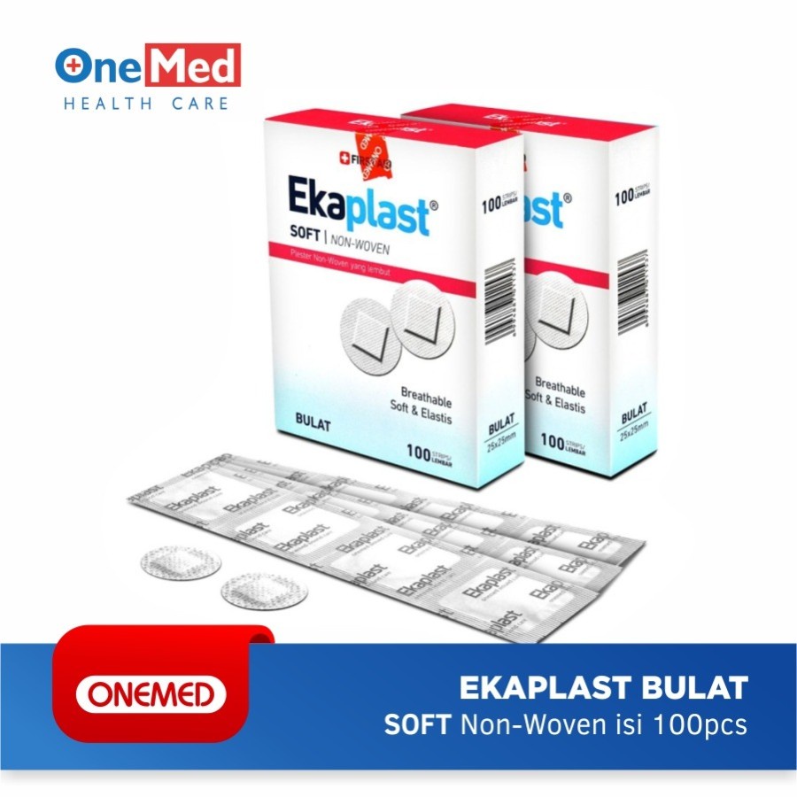 OneMed Plester Soft Bulat Non Woven Ekaplast Box isi 100 Strip OJ