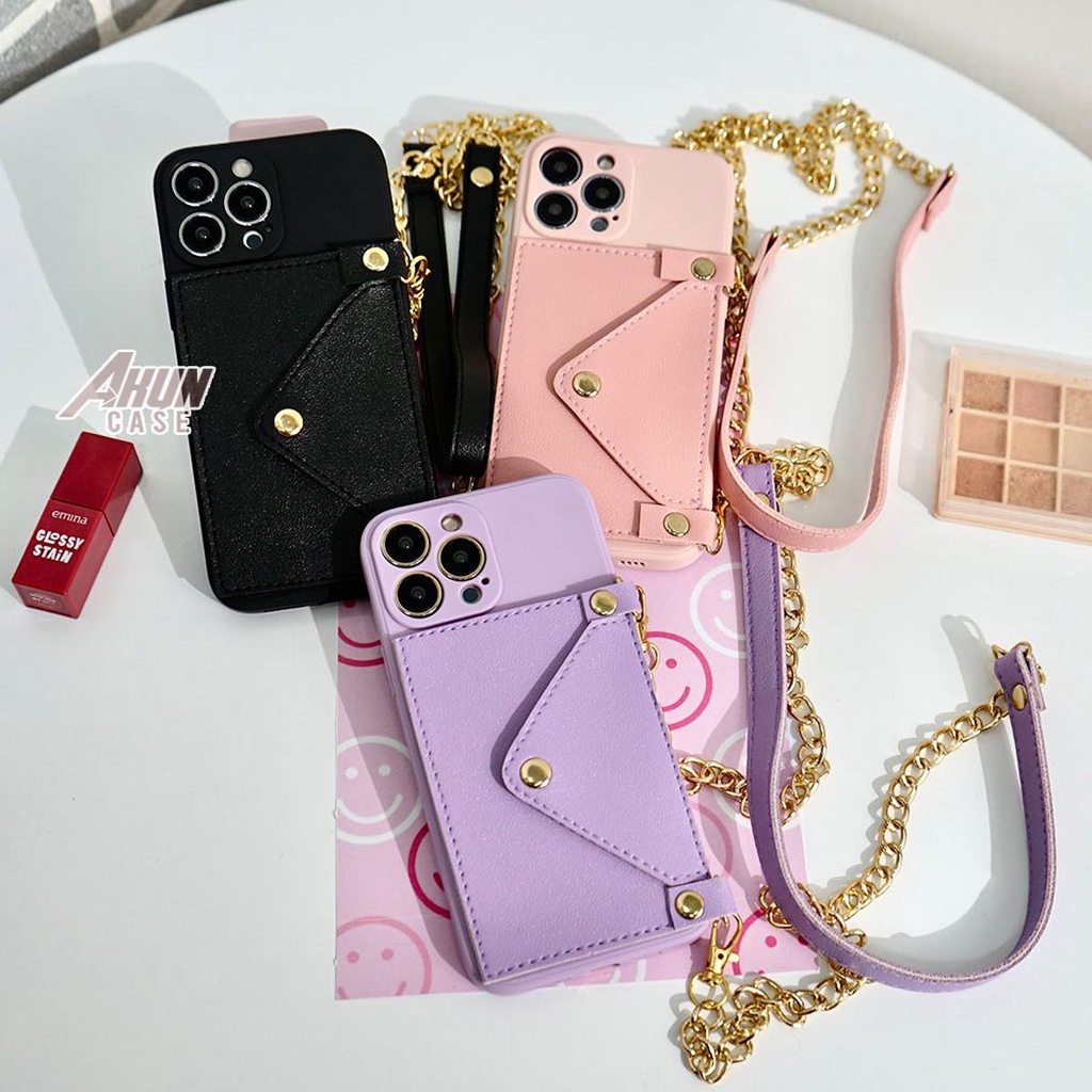 CASE DOMPET+RANTAI TALI OPPO A80 5G A3 PRO A60  A18  A38 RENO 11F RENO 12  RENO 12F 5G A83 F5 F7 F9 