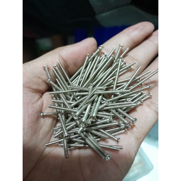 Baut rata 2mm contersang srew isi 10 pcs