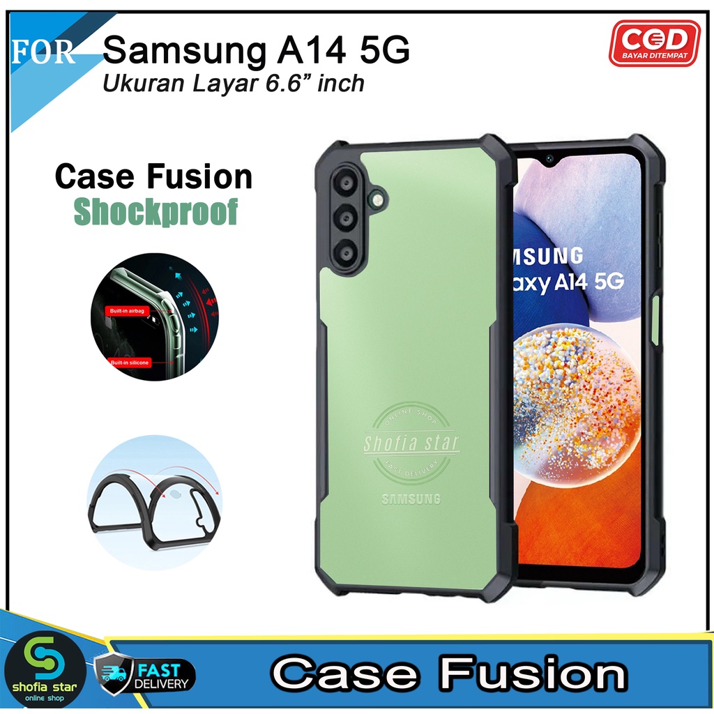 Paket 4in1 Case Samsung A14 5G A24 4G M14 5G A13 4G/5G A12 A23 5G A32 4G A22 4G Softcase Fusion Shockproof Transparan Protect Casing