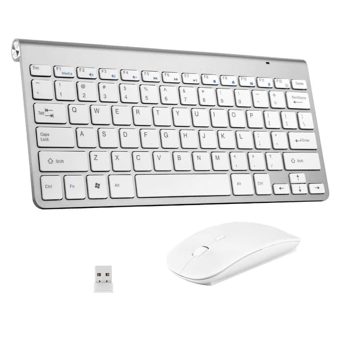 Ultra Slim Wireless Keyboard Multimedia Combo Set with Mouse - Silver