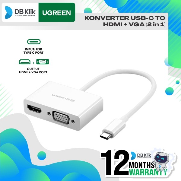 Konverter UGreen USB-C to HDMI + VGA (2 in 1) (30843) - UGREEN 30843