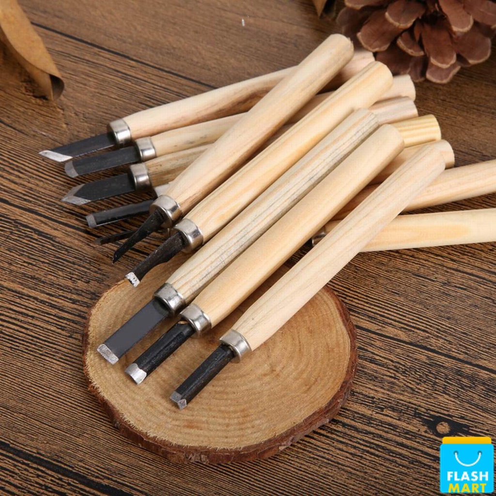 Flashmart Set Pisau Ukir Pahat Kayu 12 in 1 Wood Carving Knife - KSJ-12