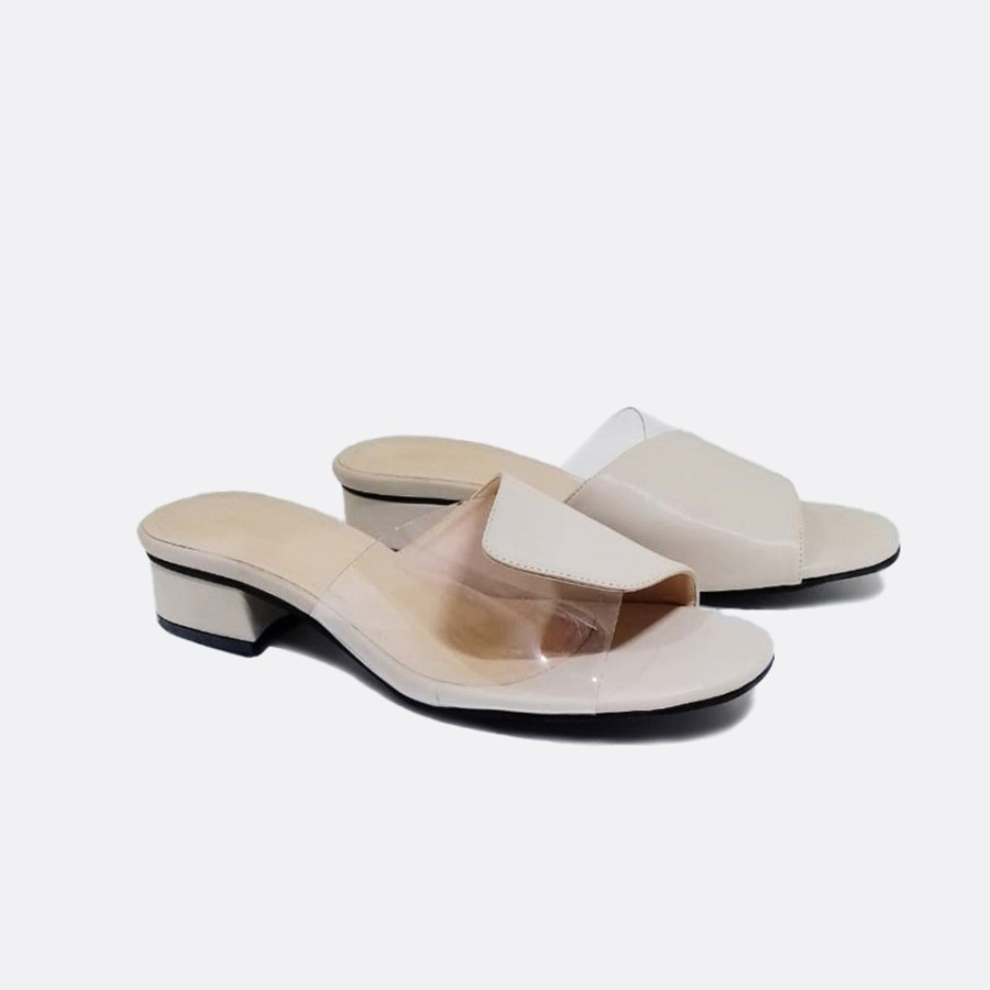 EVELYN X ZAGIB | Sandal Wanita Pesta Slide Hak Tahu Ukuran Besar 40-41-42-43-44-45 Heels Big Size Beige